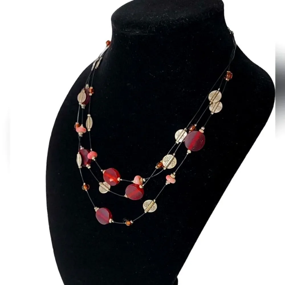 Vintage Triple Strand Illusion Necklace